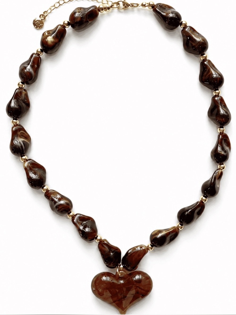 New mayamar resin brown heart necklace